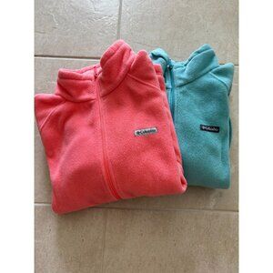 Columbia Sportswear Womens 2X‎ Full Zip Blue & Pink Fleece Jacket Cozy Warm Set